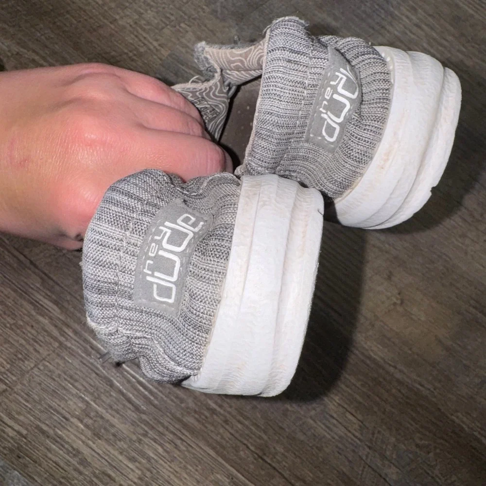 HEYDUDE Wally Toddler Kids Size 10 Linen Stone Gray Slip On Loafers Shoes